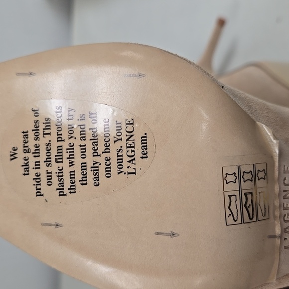 L'Agence Size 8 Beige Suede Leather Heeled Ankle Boots - Picture 6 of 9